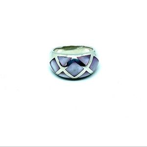 Pink Stone Inlay Sterling Silver 925 Ring Size 5.75